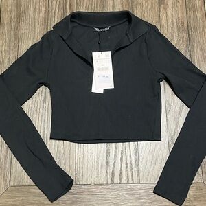Zara Long Sleeve Crop Top NWT - Size M
